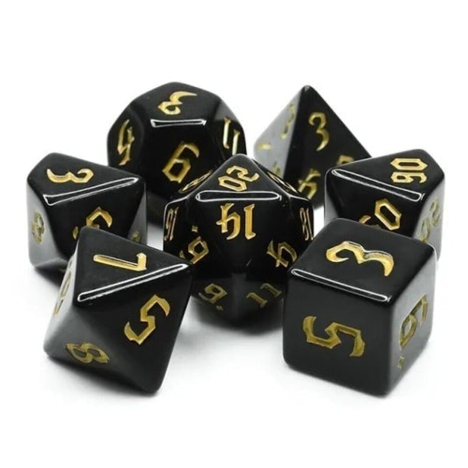 Dice Set Opaque: Chon drite Black/Yellow