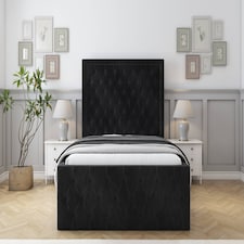 Sloomy Vienna Black Naples Bed Frame With Mattress With 50" Upholstered Headboard 6' Super King