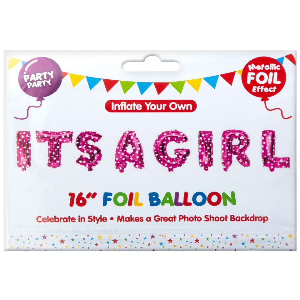 VFM e-Store Pink 16" It's A Girl Foil Party Balloon Set - Metallic Pink Baby Shower Decoration