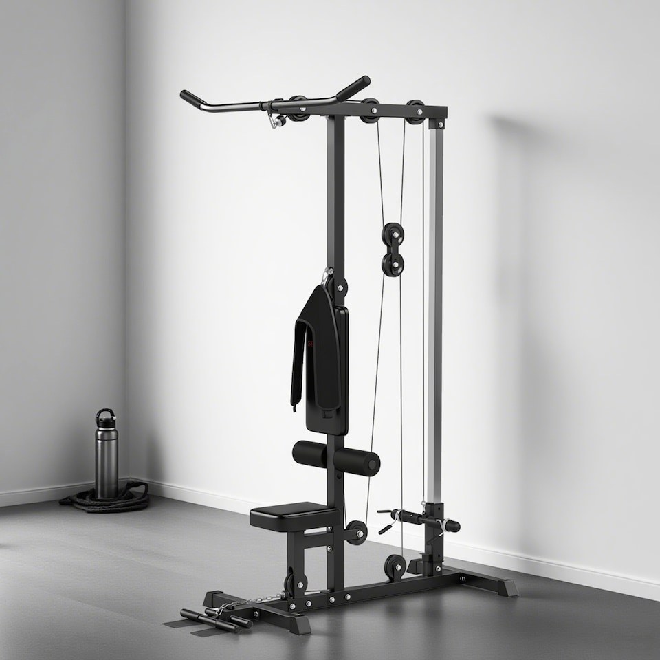 image 1 of SPORTNOW Pull Up Station Power Cage with Adjustable Seat, Home Gym - Black