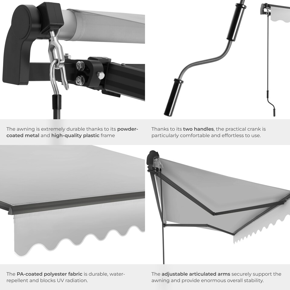 image 1 of Retractable Awning Ornella - wall bracket incl, easy adjustment, and UV blocking | Grey | light grey | 300 x 250 cm | 1