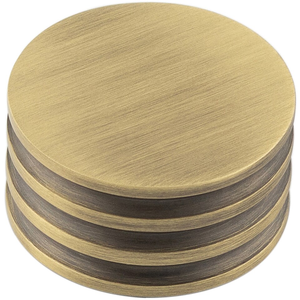 image 1 of 40mm Antique Brass Cupboard Knob with Grooved Detailing - Kitchen Cabinet Knob