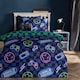 image 1 of OHS Kids Neon Checkerboard Bedding Set Duvet Cover with Pillowcase | Blue | Blue | Single