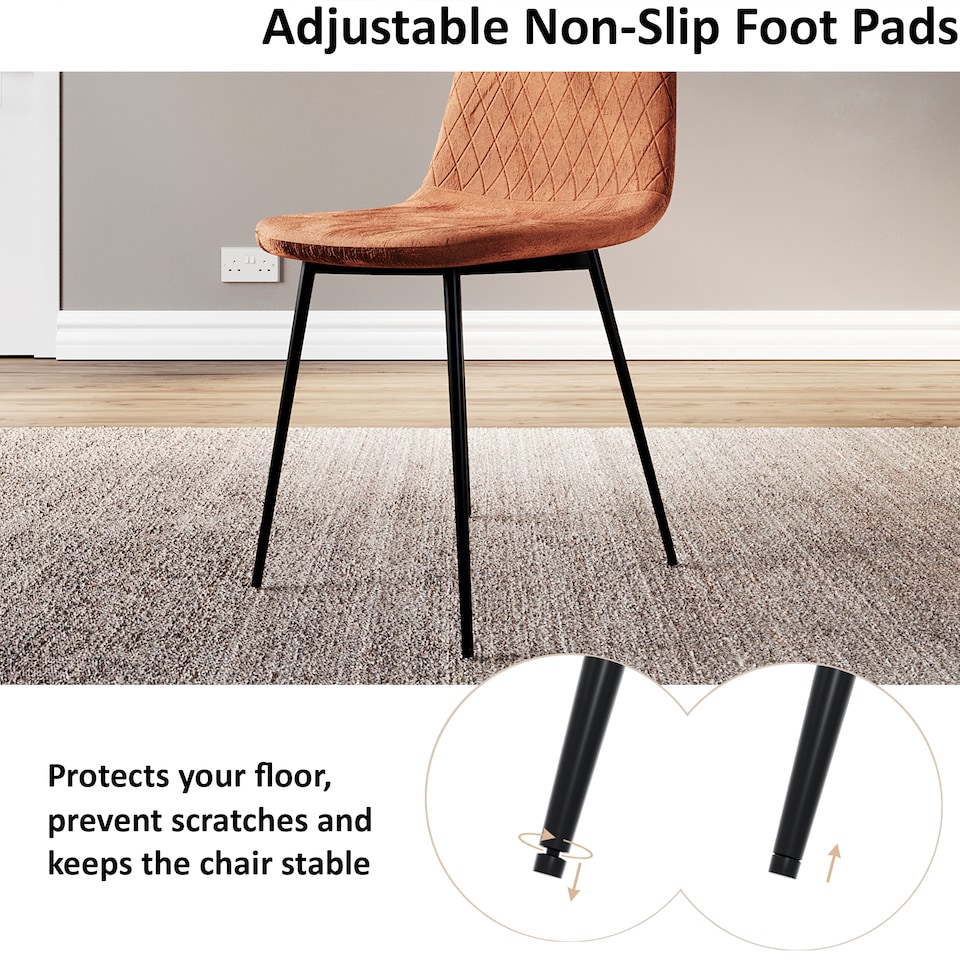 image 1 of Vida Designs Luton Set of 2 Dining Chairs Upholstered Fabric Padded Chair, Orange | Orange | Orange