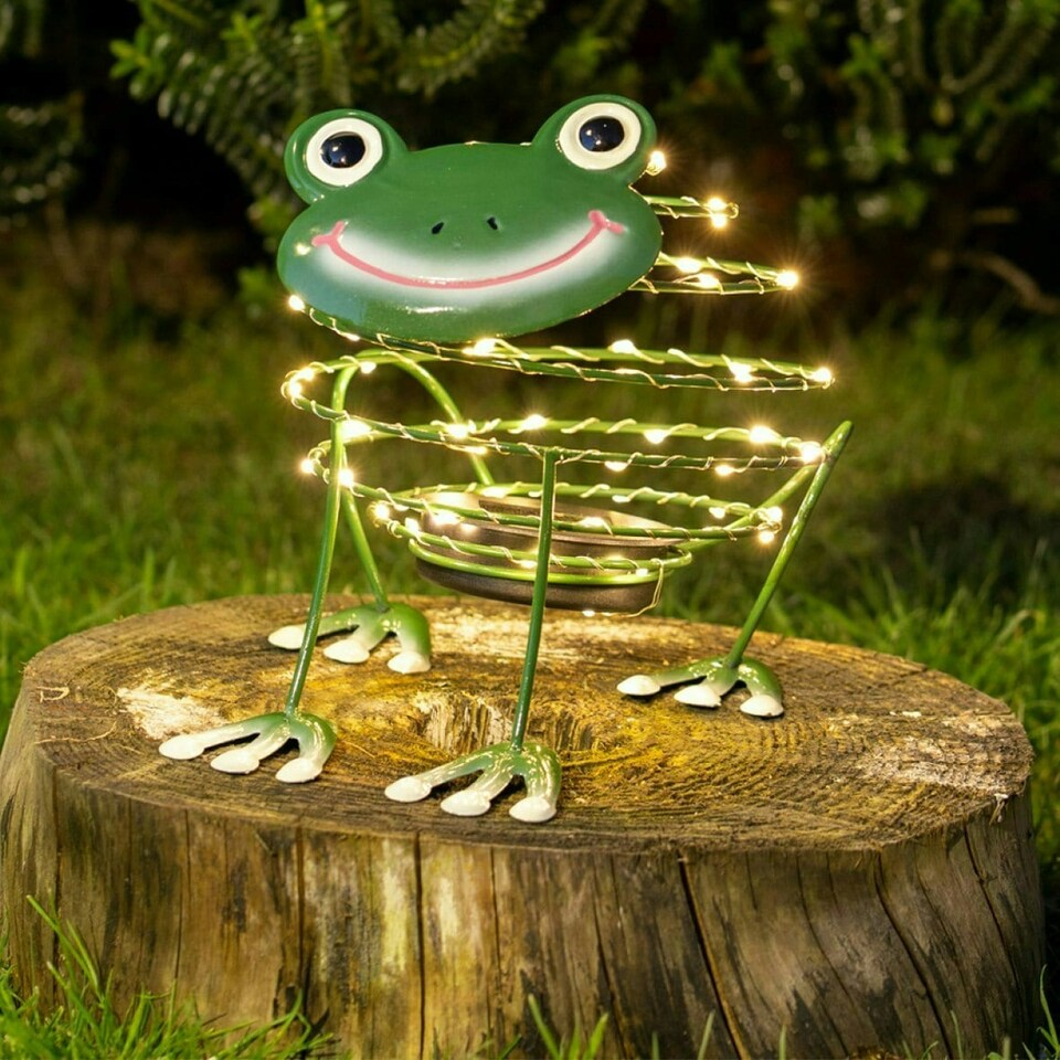 image 1 of GardenKraft 14990 Solar Powered Light Up Frog Garden Feature