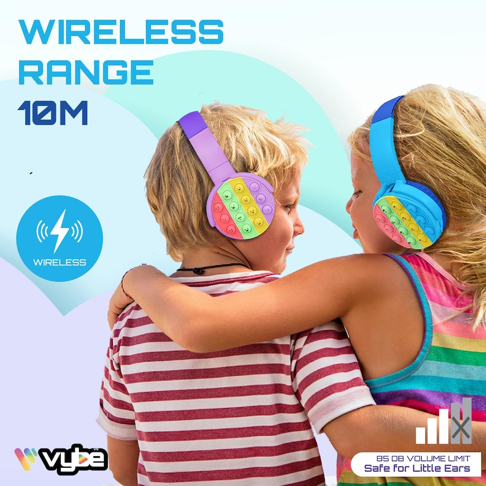 Vybe Stress Buster Push-Pop Fidget Tool AUX Cable Wireless Kids Headset ...