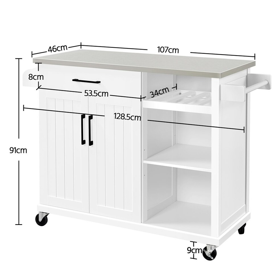 image 1 of Yaheetech Kitchen Island Cart with Stainless Steel Top & Storage