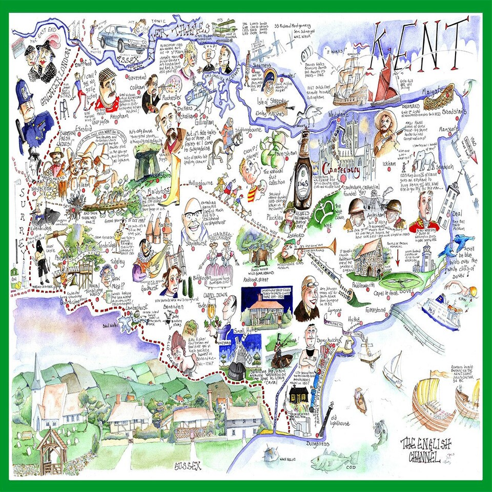 image 1 of Map of Kent - Tim Bulmer 1000 Piece Jigsaw Puzzle