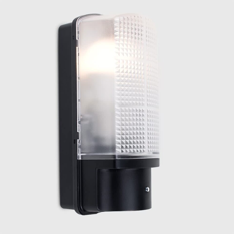 image 1 of ValueLights Griffin Outdoor IP44 Rated Dusk to Dawn Bulkhead Wall Light & Cool White LED Bulb | Black