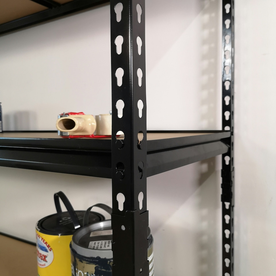 image 1 of Garage Shelving 122cm Wide & 183cm High Heavy Duty 5 Tier Multipurpose Metal Racking Unit / Warehouse Shelving Storage in Black
