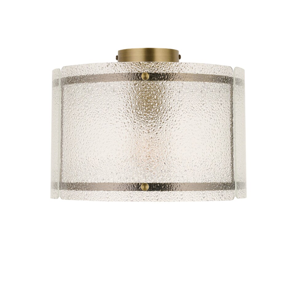 image 1 of Traynor Clear And Antique Brass Flush Ceiling Light