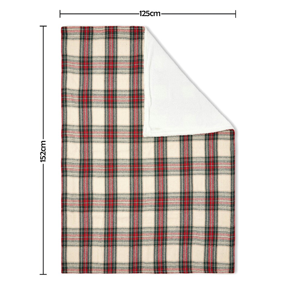 image 1 of Christmas Check Throw with Sherpa Back, Multi-Coloured