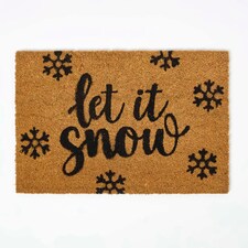 Homescapes Coir Doormat Christmas 'Let It Snow', Natural - 40 x 60 cm