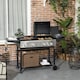 image 2 of Outsunny 2in1 Gas BBQ and Plancha Grill, Burner Propane Gas Barbecue with Wheels, Warming Rack, Shelves, Thermometer, Bottle Opener for Garden Party Festival, Black | Black | Black | 162L x 54W x 102Hcm