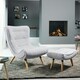 image 2 of Madelia Textured Fabric Accent Chair and Stool - Light Grey