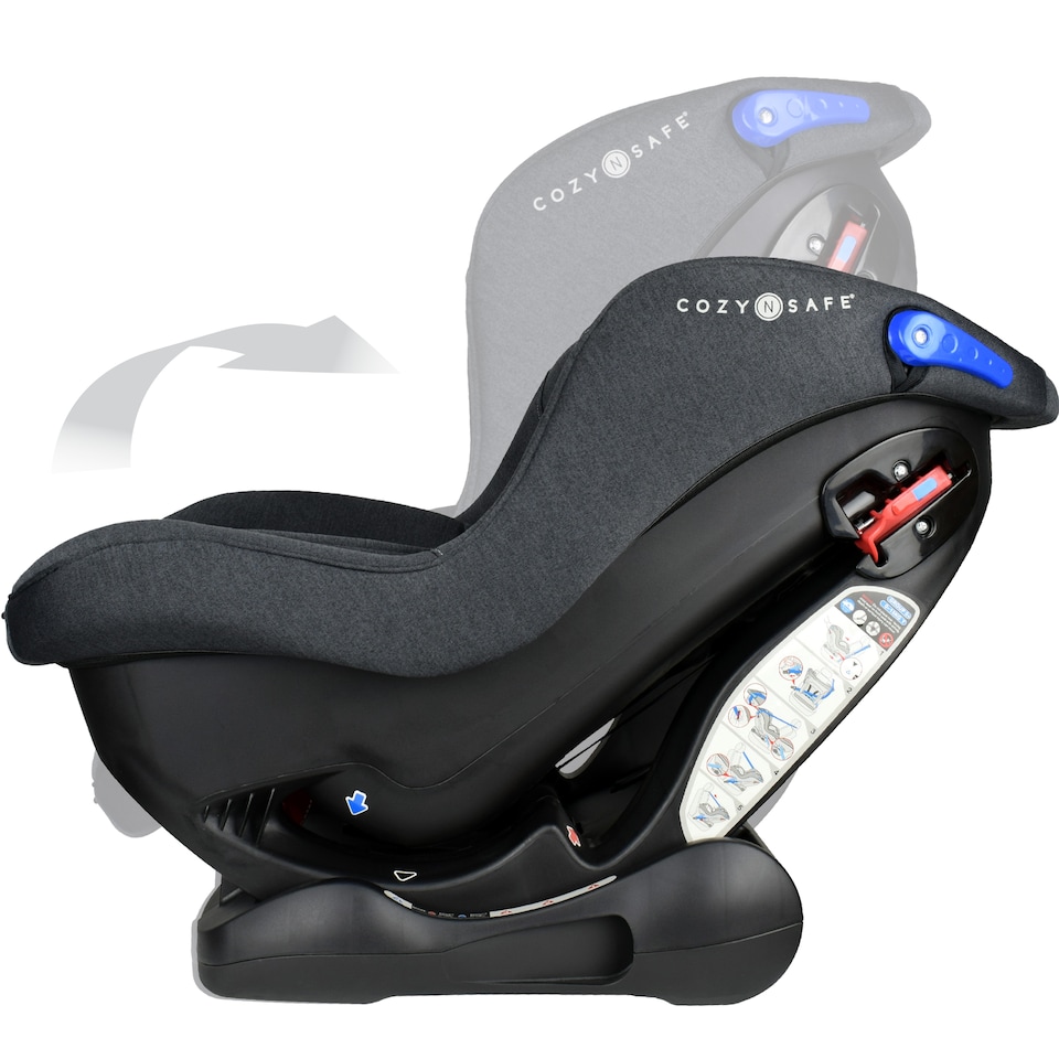 image 1 of Cozy N Safe Fitzroy Group 0+1 Car Seat 0-18kg, Rear & Forward Facing, 5 Point Harness, Reclining Baby Toddler Car Seat, Birth to 4 Years, Deep Padded Child Seat (Graphite)