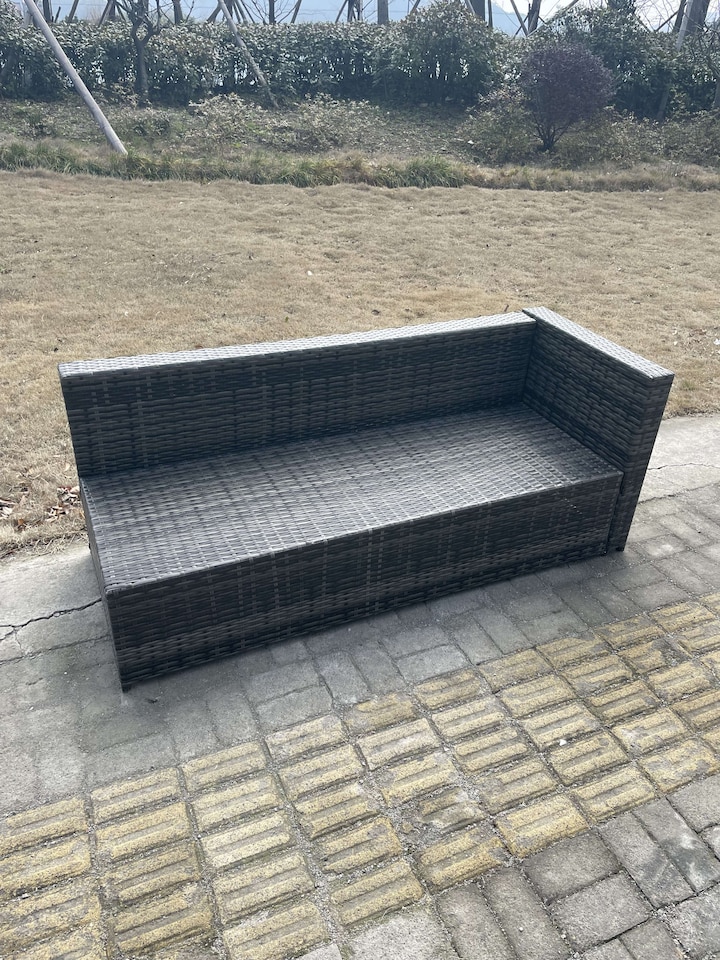 image 1 of Fimous 9 Seater Rattan Corner Sofa Set Gas Firepit Dining Table Set Patio Heater Burner With Big Footstool Dark Grey Mixed