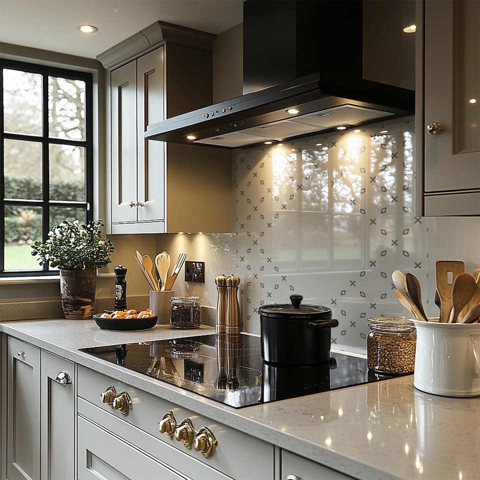 image 1 of Crosses & Diamonds Splash Back | White