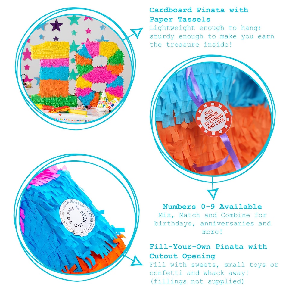 image 1 of Fax Potato Number 9 Pinata Set with Stick & Blindfold - Blue Stick