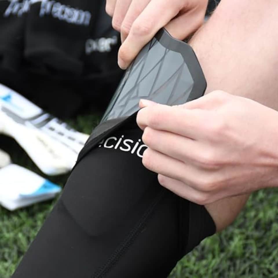 image 1 of Precision Pro Fusion Flex Shin Guards, Lightweight Football Protection With Tpu Shell, Eva Foam Cushioning, Elasticated Sleeves Pads, Black, Xsmall