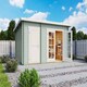 image 2 of Belmont 1-Log Cabin, Wooden Garden Room, Timber Summerhouse, Home Office - L420 x W288.8 x H222.3 cm Brown