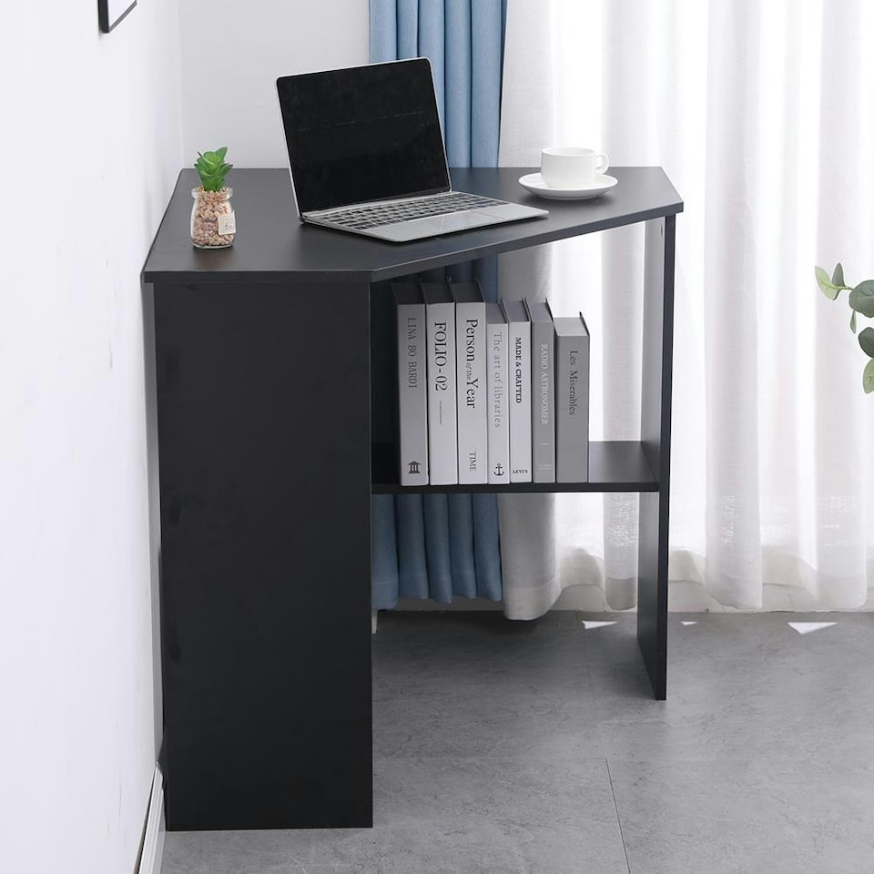image 1 of Computer Desk PC Laptop Table Corner Home Office Study Gaming Black