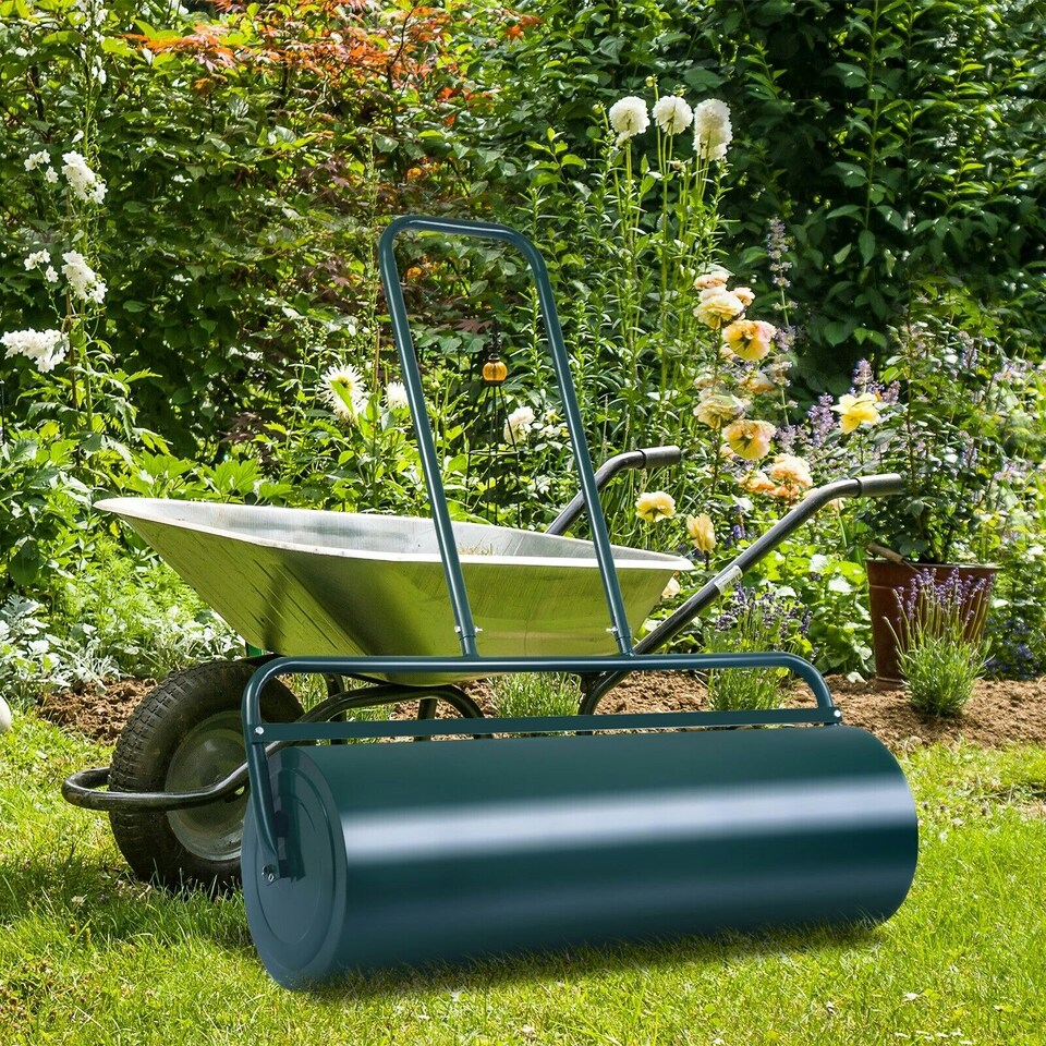 image 1 of COSTWAY 48L Steel Garden Lawn Roller Water Sand Filled