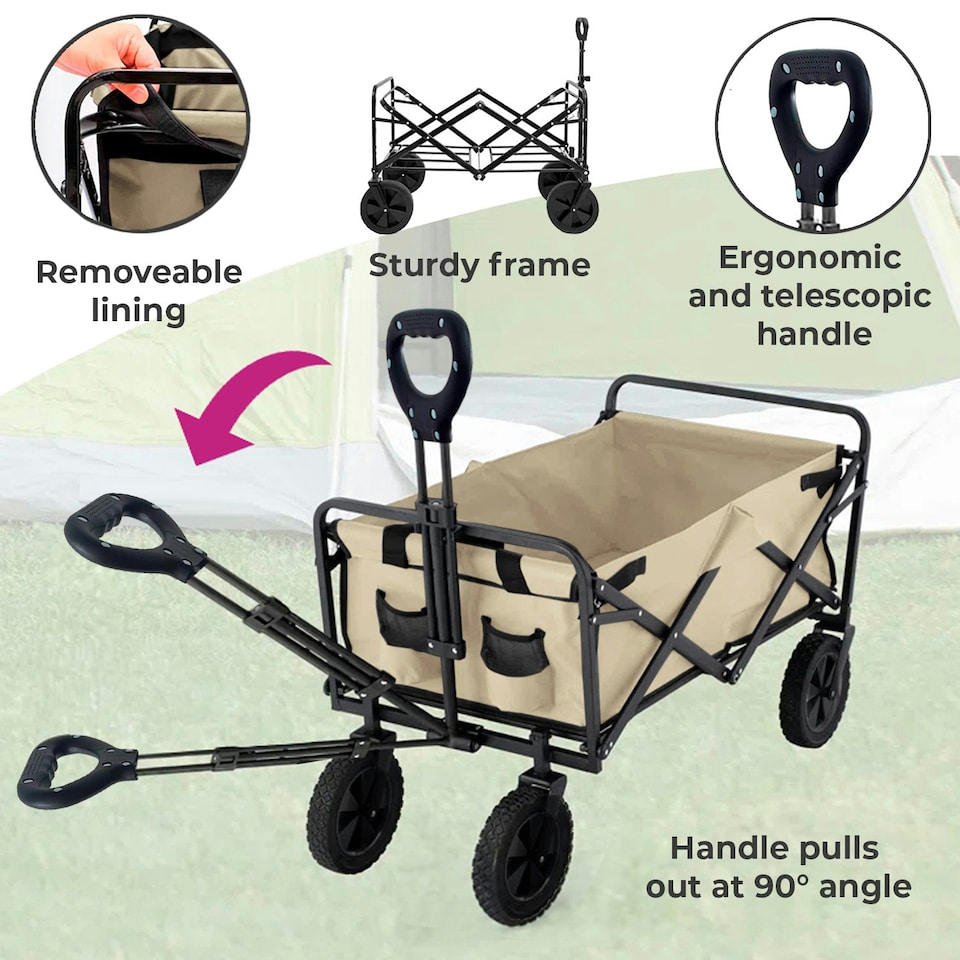 image 1 of Neo Foldable Collapsible Garden Festival Cart - Natural