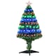 image 1 of HOMCOM 3 Feet Prelit Artificial Christmas Tree with MultiColoured Fiber Optic LED Light, Holiday Home Xmas Decoration, Green