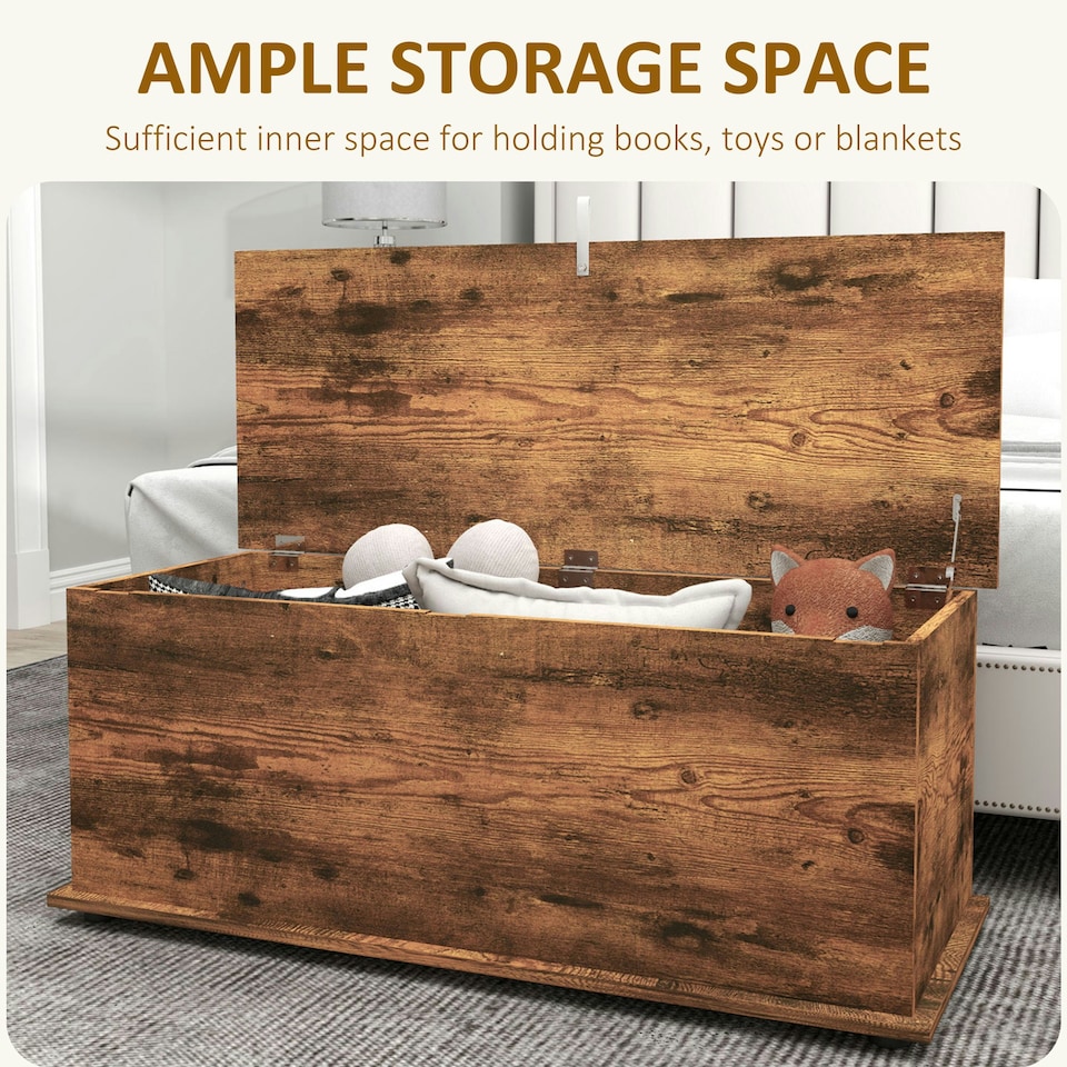 image 1 of HOMCOM Storage Chest With Lid, 113L Storage Box, Rustic Brown Brown