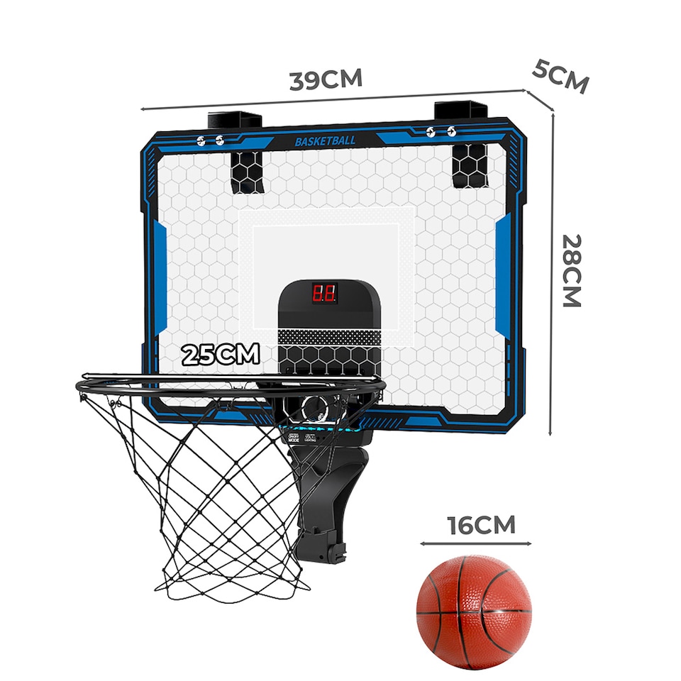 image 1 of Dekko Mini Basketball Hoop Over Door Indoor Sport Backboard Auto Scoring