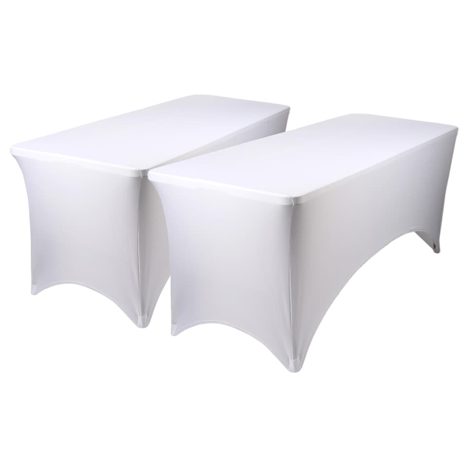 image 1 of Harbour Housewares Rectangular Spandex Fitted Tablecloths - 6ft (180cm) - White | White | White