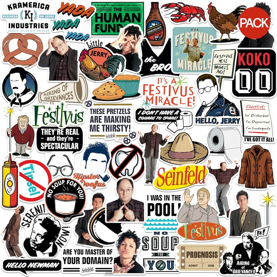Seinfeld Deluxe Assorted Designs Stickers (Pack of 50) - Multicoloured - One Size