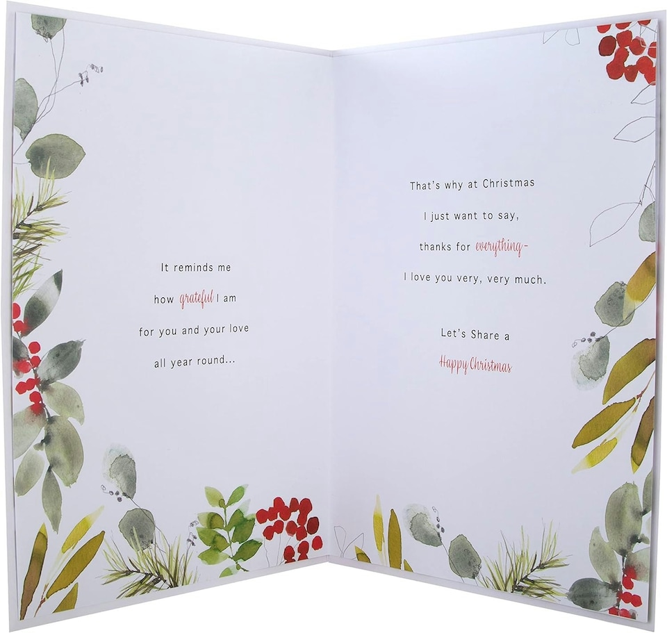 image 1 of Classic Seasonal Foliage Design Boxed Christmas Card for Wife