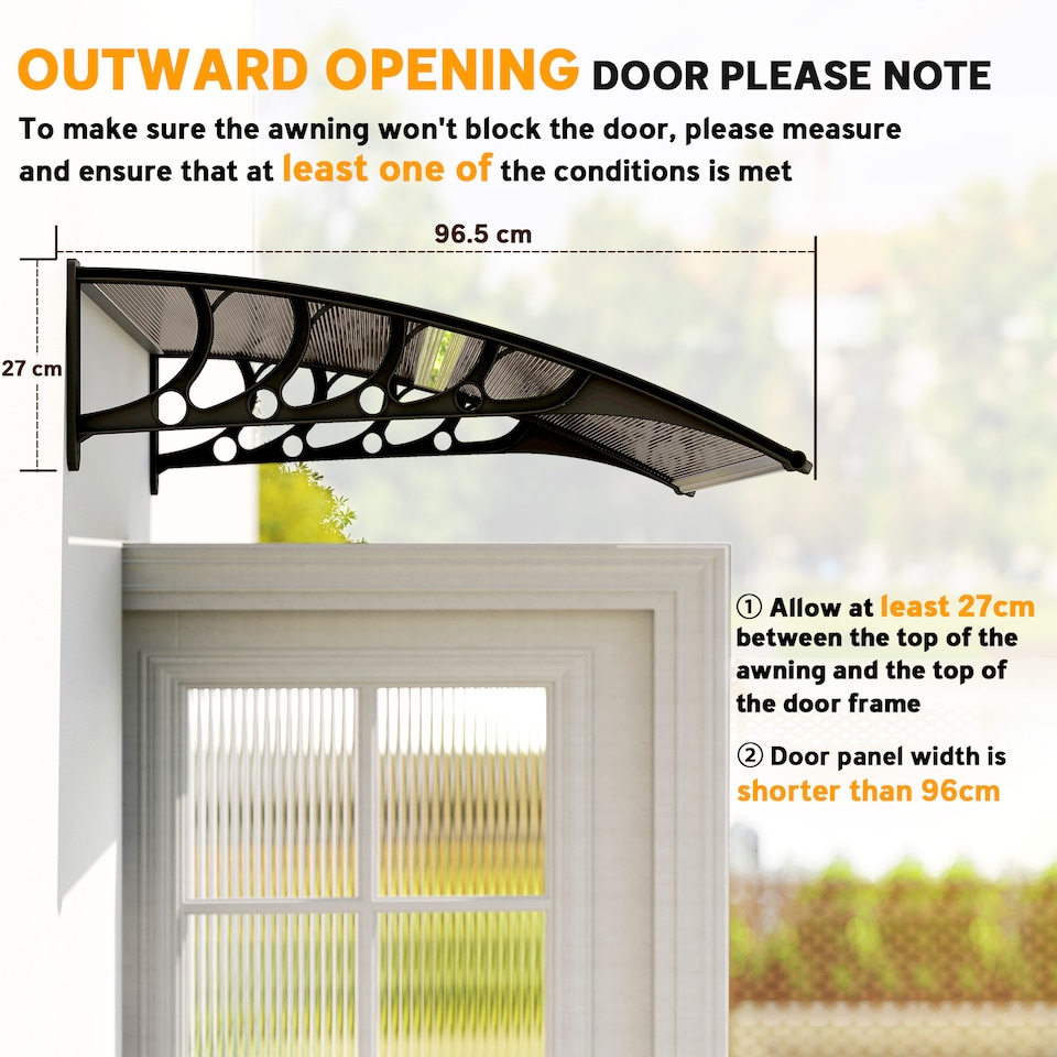 image 1 of Outsunny Door Canopy Outdoor Awning Rain Shelter for Window Porch, Brown | Brown