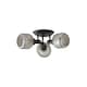 image 1 of ValueLights Calpe 3 Way Black Ceiling Light Ribbed Smoked Shades