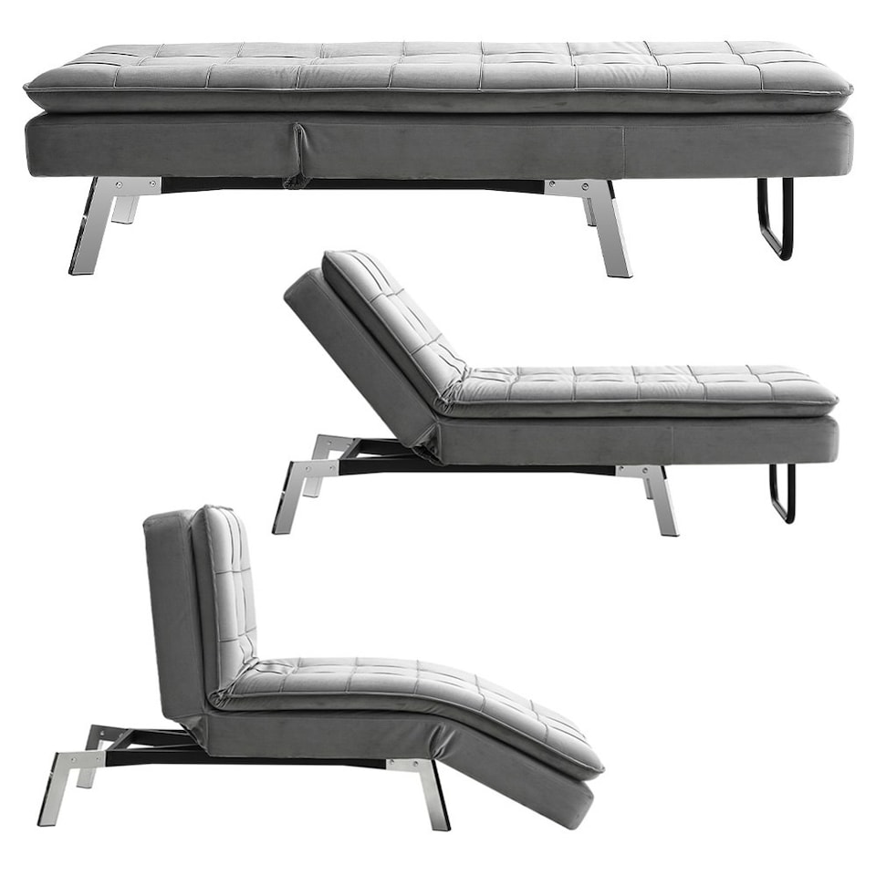 image 1 of Living and Home Fabric Upholstered Chaise Lounge Chair