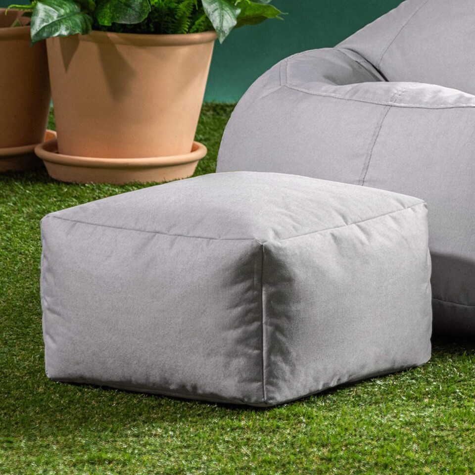 image 1 of icon Kingston Adult Classic Indoor Outdoor Bean Bag & Square Footstool Pouffe Grey