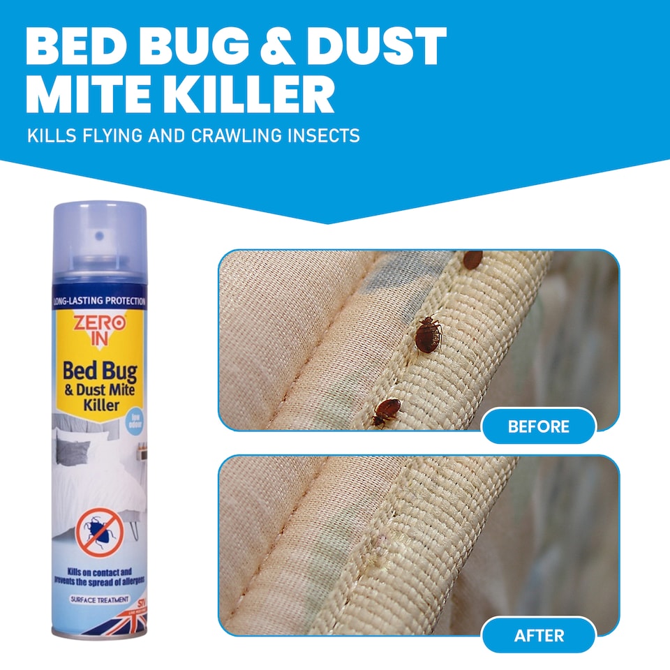 image 1 of Zero In Bed Bug and Dust Mite Killer Spray Household Pest Control 300ml