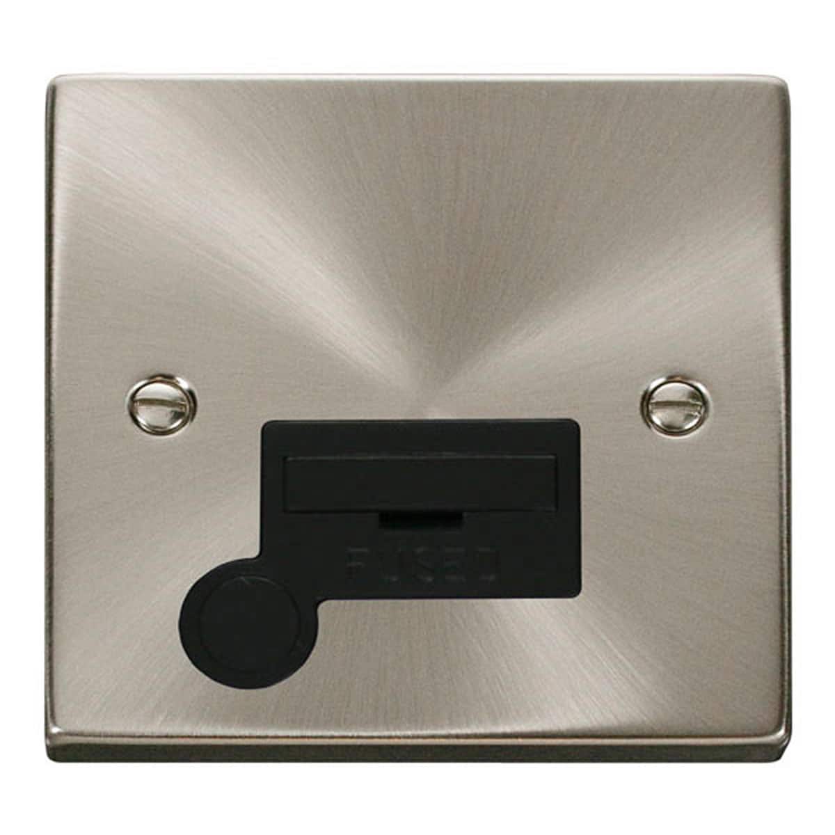 SE Home Satin / Brushed Chrome 13A Fused Connection Unit With Flex in Metallic Silver