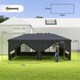 image 5 of Outsunny 3 x 6 m Garden Pop Up Gazebo, Wedding Party Tent Marquee, Water Resistant Awning Canopy with Sidewalls, Windows, Carry Bag, Black