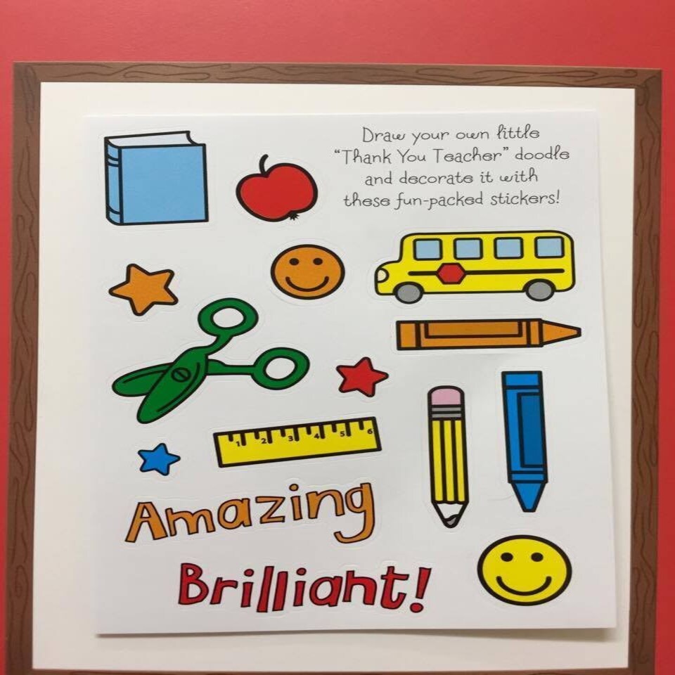 image 1 of Thank You Teacher Card 'with Stickers