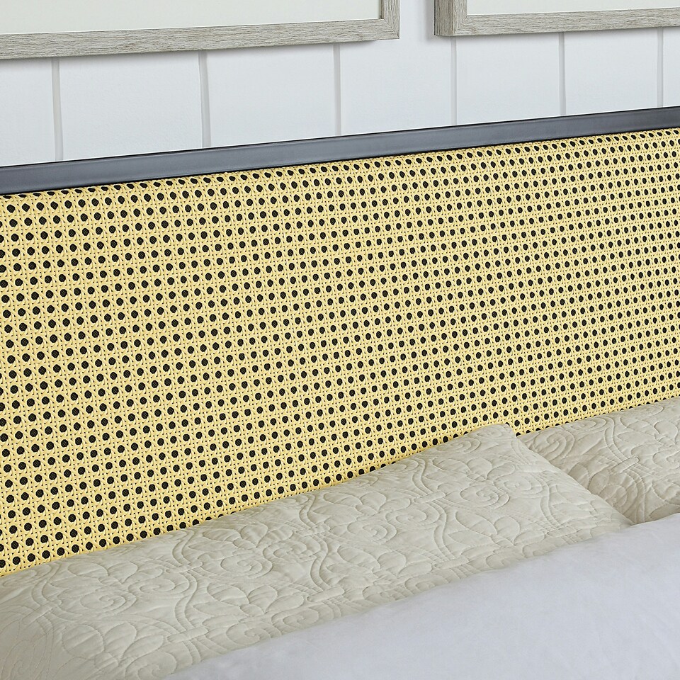 image 1 of Cheshunt Black Metal Rattan Headboard Bed Frame (King)