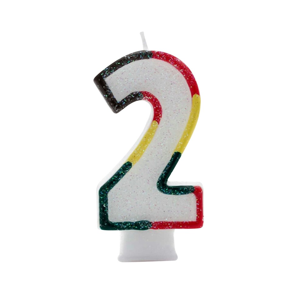 image 1 of Apac Multicoloured Birthday/Anniversary Number Candles (Pack Of 6) - White/Red/Yellow/Black - 3 White