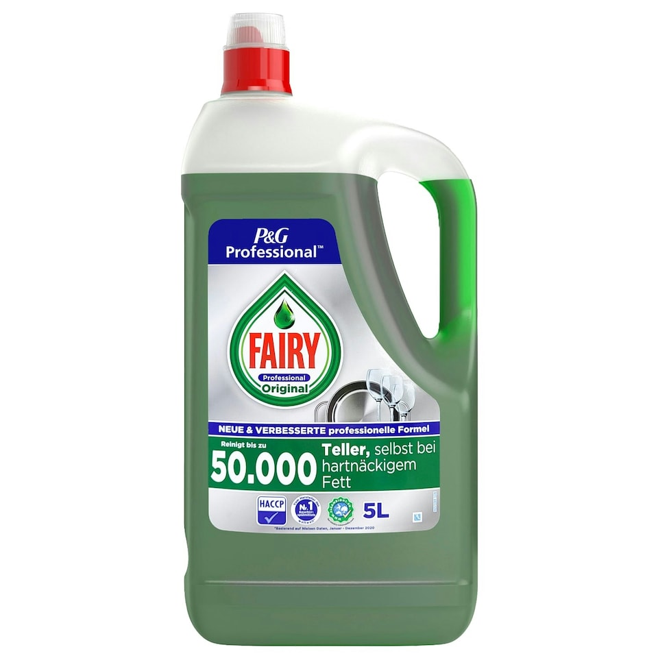 image 1 of Fairy Original Washing Up Liquid Kitchen Dish Grease Cleaner Dirt Remover 5L