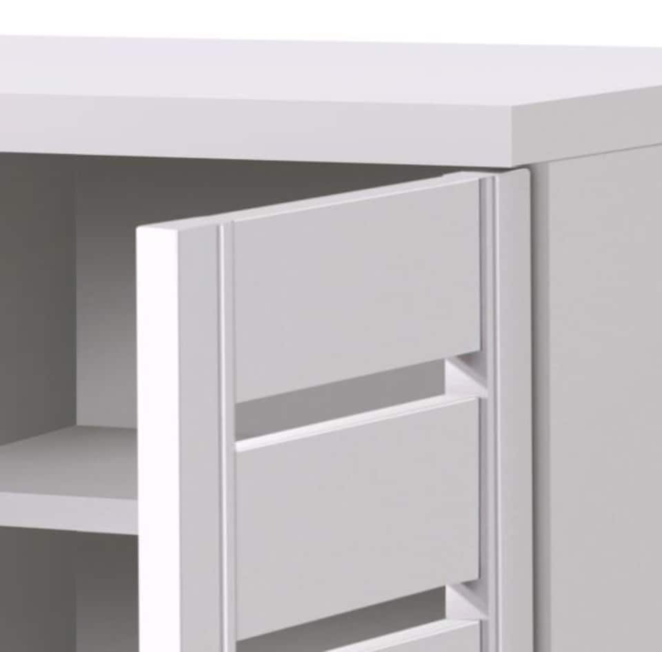 image 1 of Essentials 4 Tier Shoe Storage Cabinet 2 Door Cupboard Stand Rack Unit White