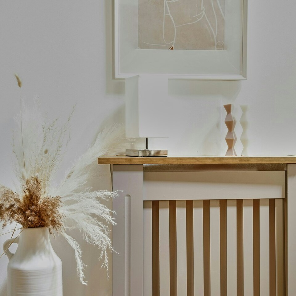 image 1 of ValueLights Pair Of Modern Square Polished Chrome Touch Table Lamps With White Shades