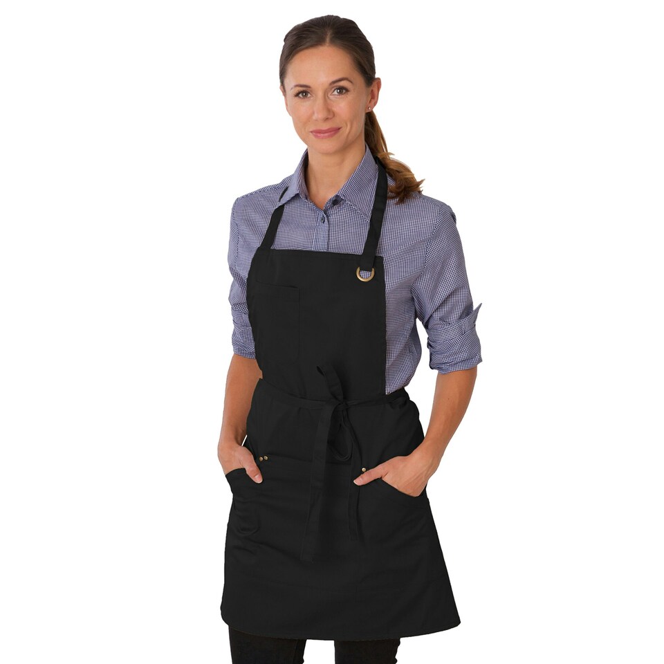 image 1 of Dennys Unisex Adult Le Chef Full Apron - Black - One Size