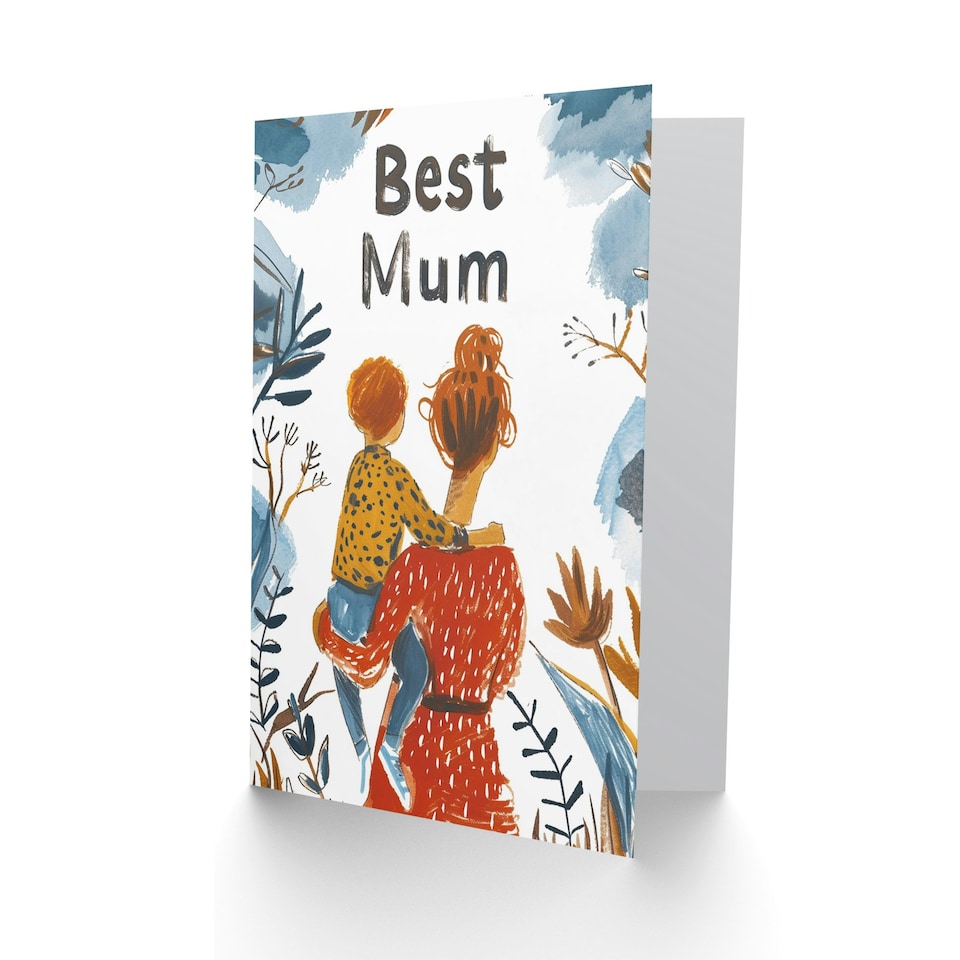image 1 of Mothers Day Card Best Mum Holding Illustration Card