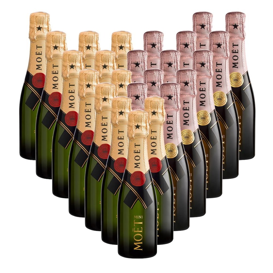Case of 24 Mini Champagne Moet Brut and Moet Rose 20cl